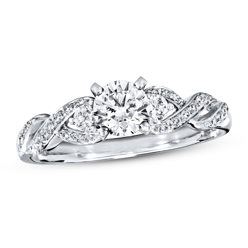 Diamond Engagement Ring 5/8 ct tw Round-cut White Gold Plated