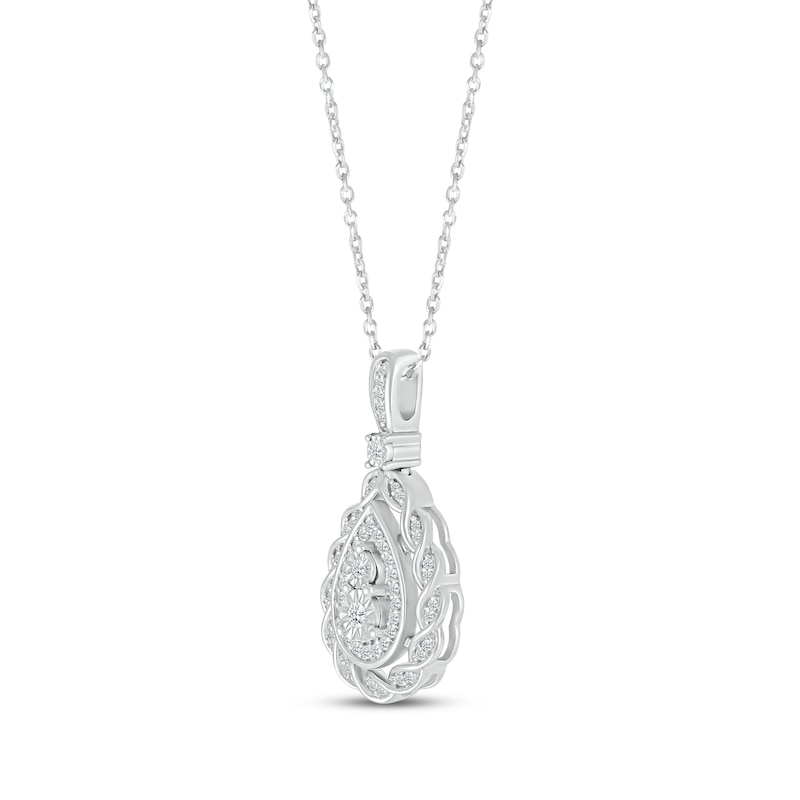 Diamond Teardrop Twist Necklace 1/4 ct tw Round-cut White Gold Plated 18"