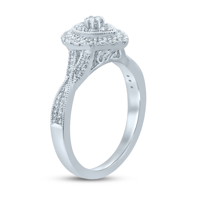 Multi-Diamond Engagement Ring 1/2 ct tw Round-cut White Gold Plated