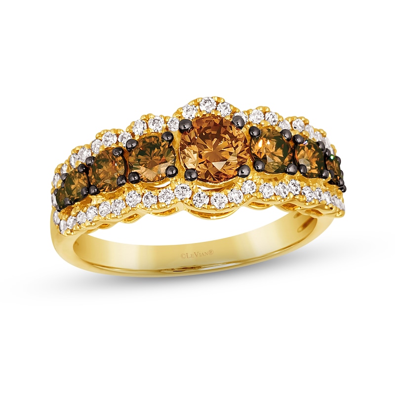 Le Vian Chocolate Waterfall Diamond Ring 1-1/2 ct tw Honey Gold Plated