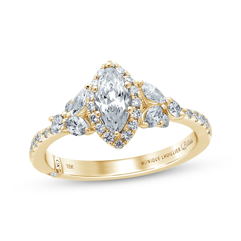Monique Lhuillier Bliss Marquise-Cut Diamond Engagement Ring 1-1/8 ct tw Yellow Gold Plated