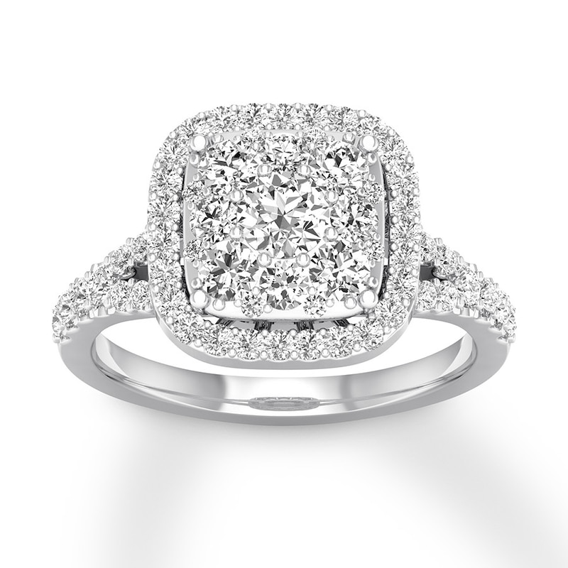 Diamond Engagement Ring 3/4 ct tw Round-cut White Gold Plated