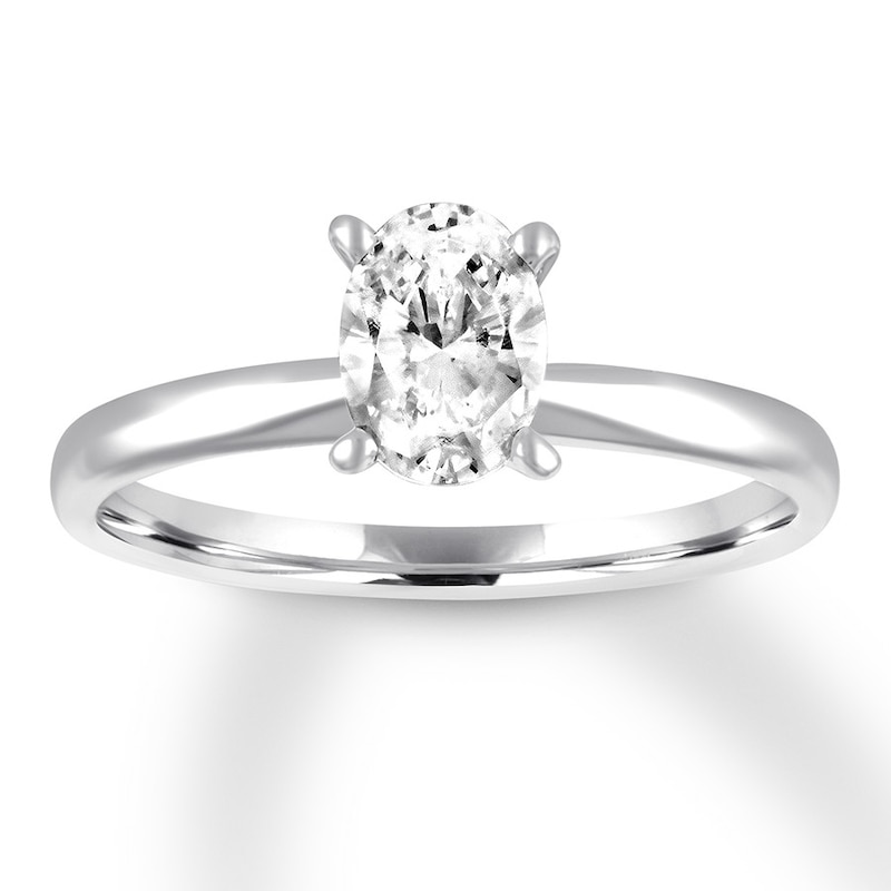 Certified Diamond Solitaire 3/4 Carat Oval White Gold Plated