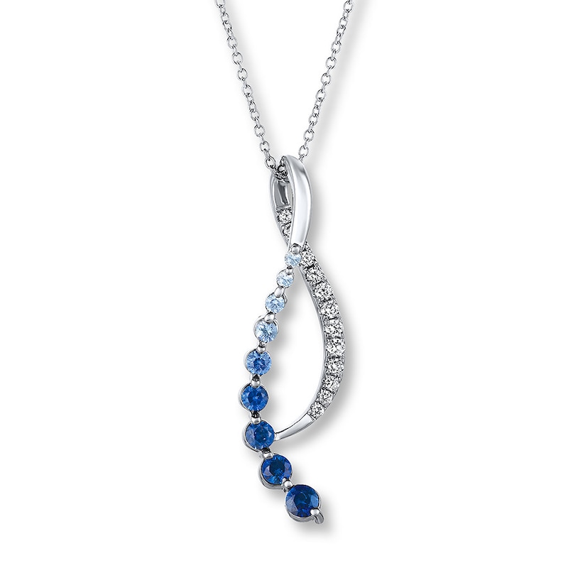 Le Vian Sapphire Necklace 1/6 ct tw Diamonds Vanilla Gold Plated