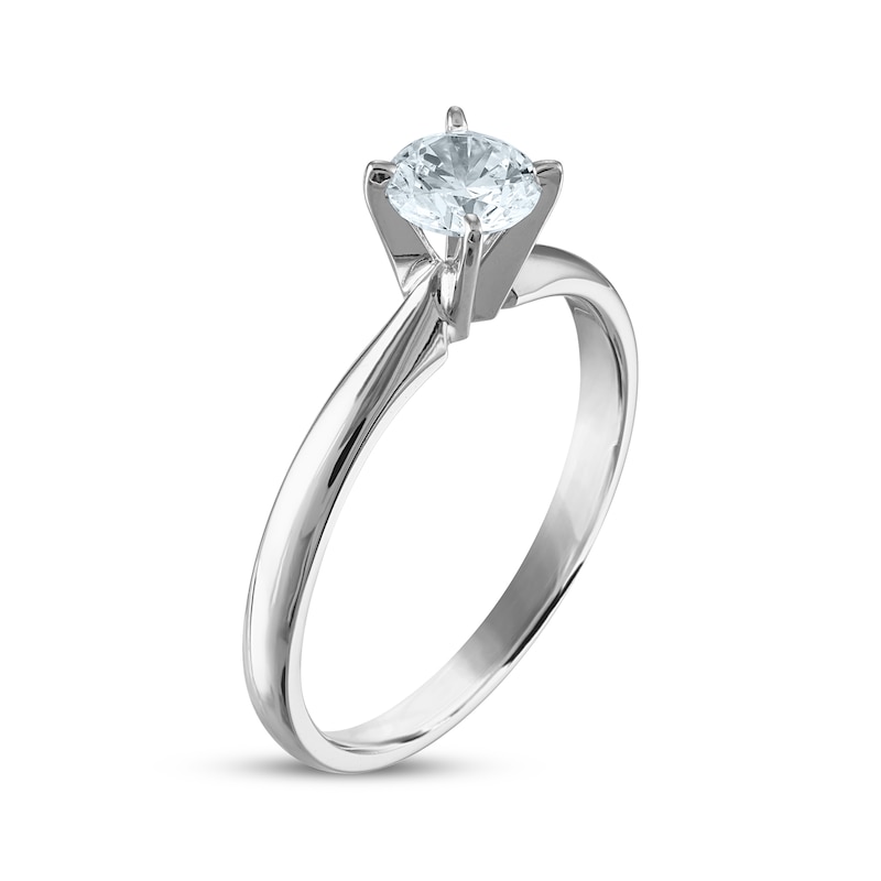 Diamond Solitaire Ring 3/4 ct Round-Cut White Gold Plated