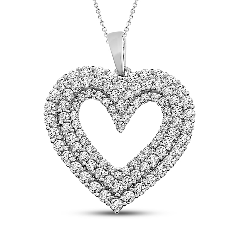 Diamond Heart Necklace 1 ct tw White Gold Plated 18"