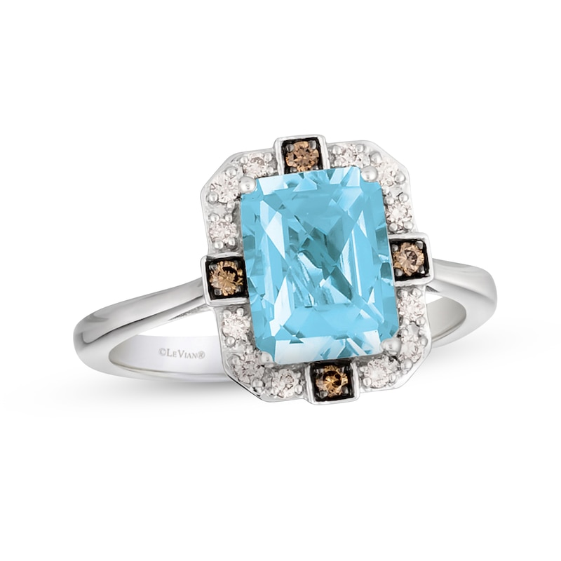 Le Vian Aquamarine Ring 1/6 ct tw Diamonds Vanilla Gold Plated