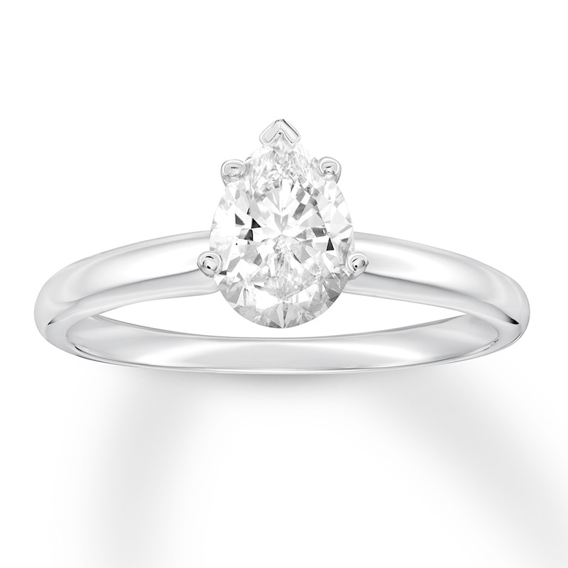 Certified Diamond Solitaire 1 ct Pear-shaped White Gold Plated