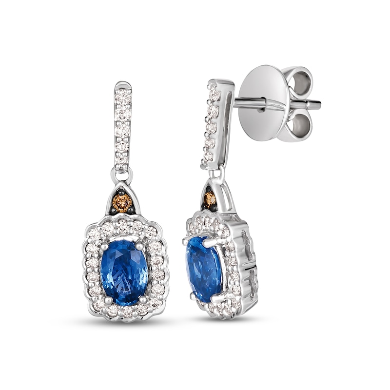 Le Vian Creme Brulee Blue Sapphire Dangle Earrings 1/3 ct tw Diamonds Vanilla Gold Plated
