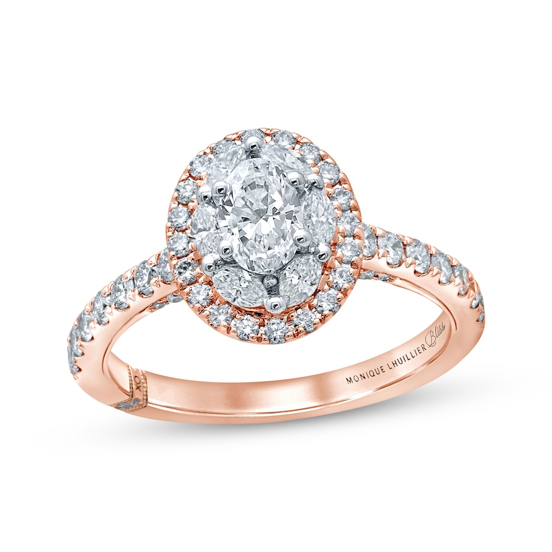 Monique Lhuillier Bliss Diamond Engagement Ring 1-1/4 ct tw Oval, Marquise & Round-cut Two-Tone Gold Plated