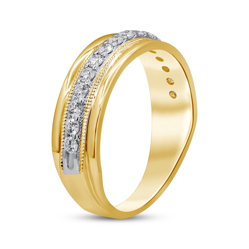 Men's Diamond Wedding Band 1/2 ct tw Round-cut Yellow Gold Plated