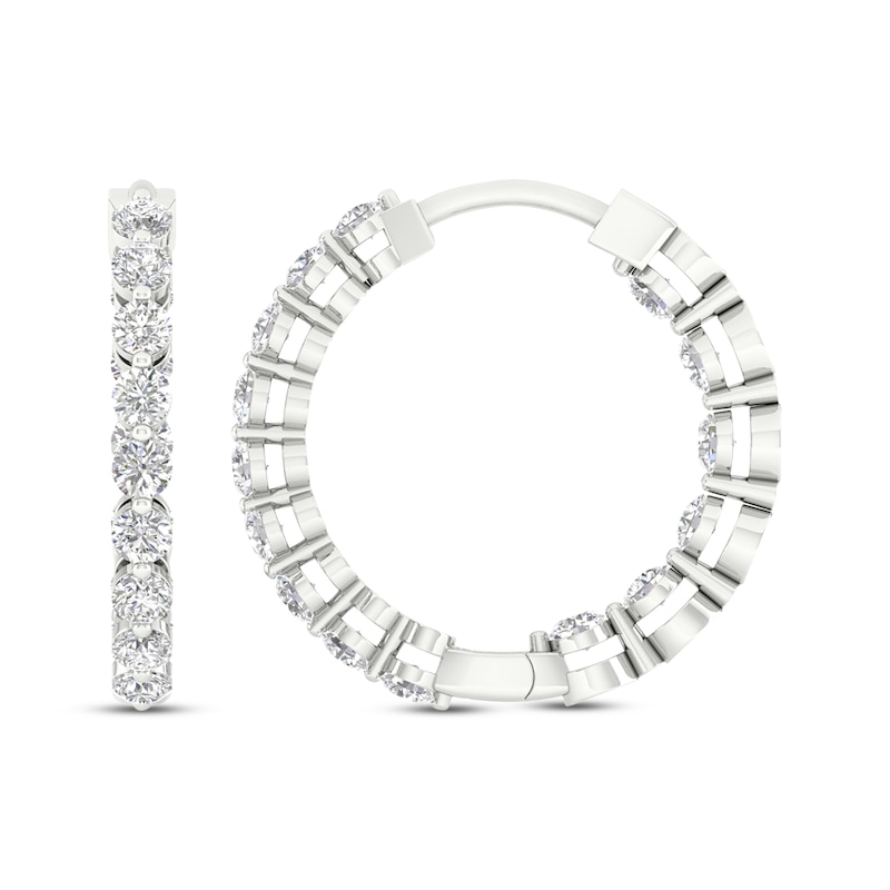 Lab-Created Diamonds by Inside-Out Hoop Earrings 1 ct tw White Gold Plated