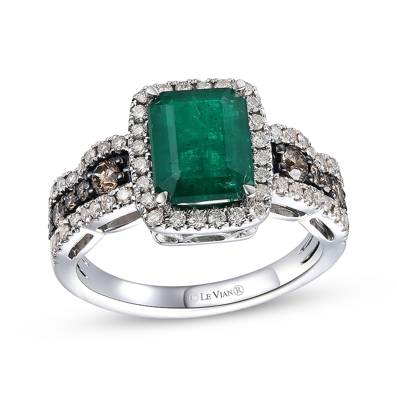 Le Vian Chocolate Waterfall Emerald Ring 3/4 ct tw Diamonds Vanilla Gold Plated