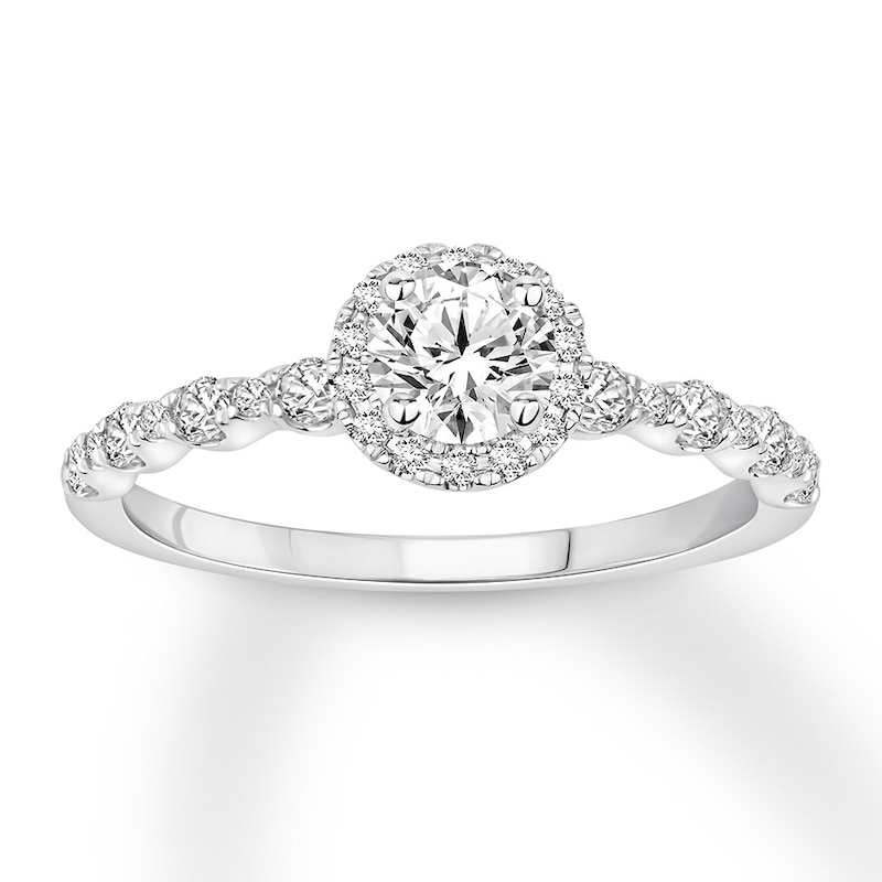 Diamond Engagement Ring 7/8 ct tw Round-cut White Gold Plated