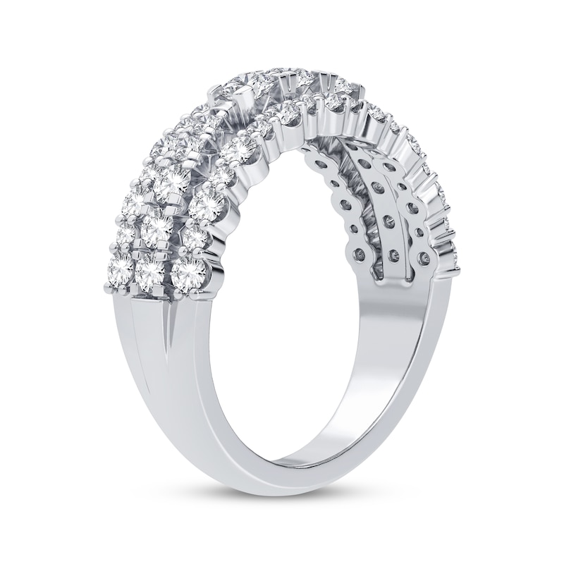Diamond Three-Row Anniversary Band 1 ct tw Round-cut White Gold Plated