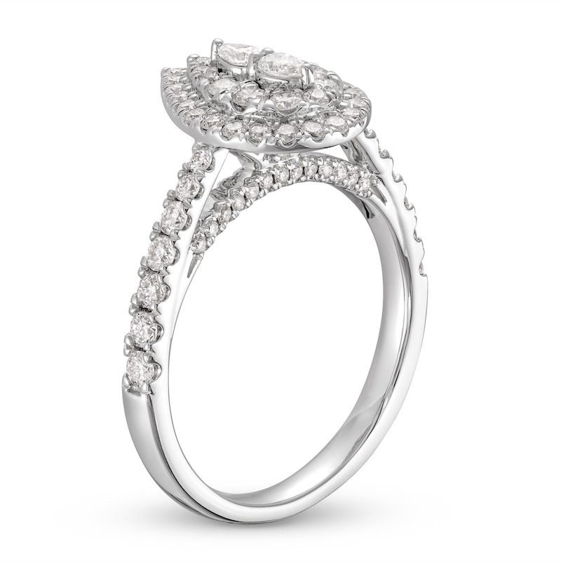 Multi-Diamond Engagement Ring 2 ct tw Pear & Round-cut White Gold Plated