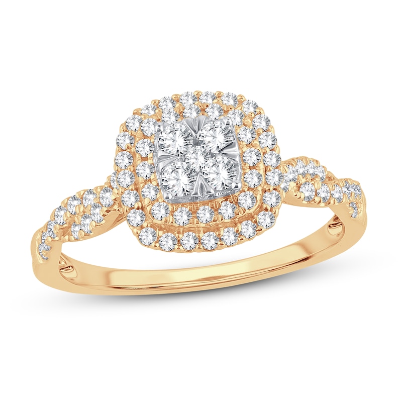 Diamond Engagement Ring 1/2 ct tw Round-cut Yellow Gold Plated