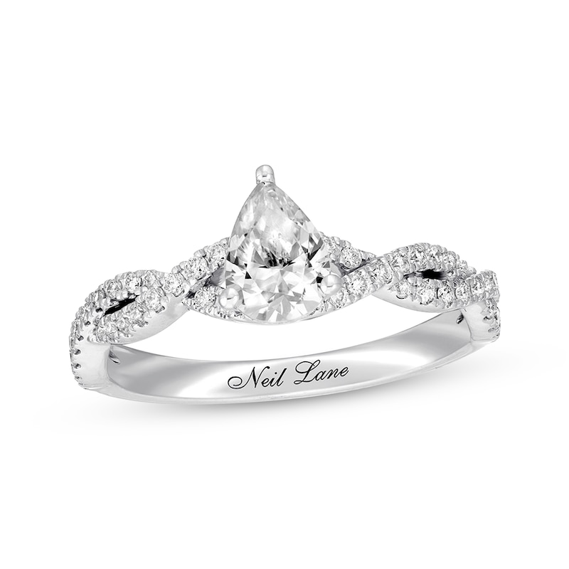 Neil Lane Diamond Engagement Ring 1 ct tw Pear & Round-cut White Gold Plated