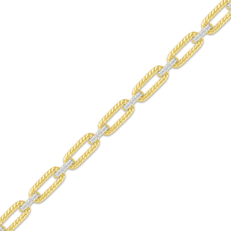 Round-Cut Diamond Paperclip Bracelet 1/6 ct tw Yellow Gold Plated 7.25”