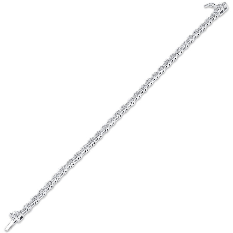 Lab-Created Diamonds by Baguette & Round-Cut Bracelet 3 ct tw White Gold Plated 7.25"