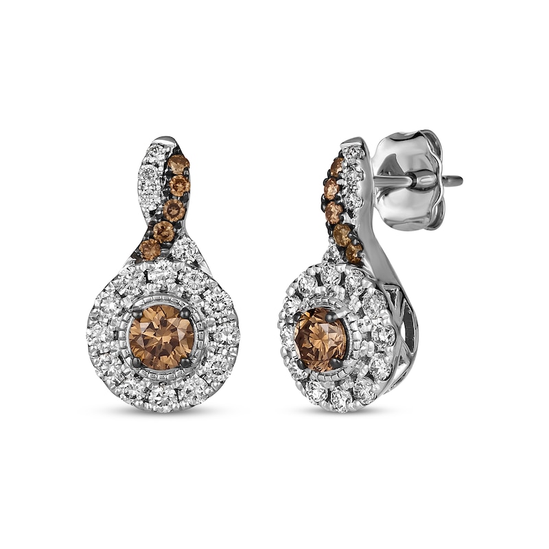Le Vian Chocolate Twist Diamond Earrings 1 ct tw Vanilla Gold Plated