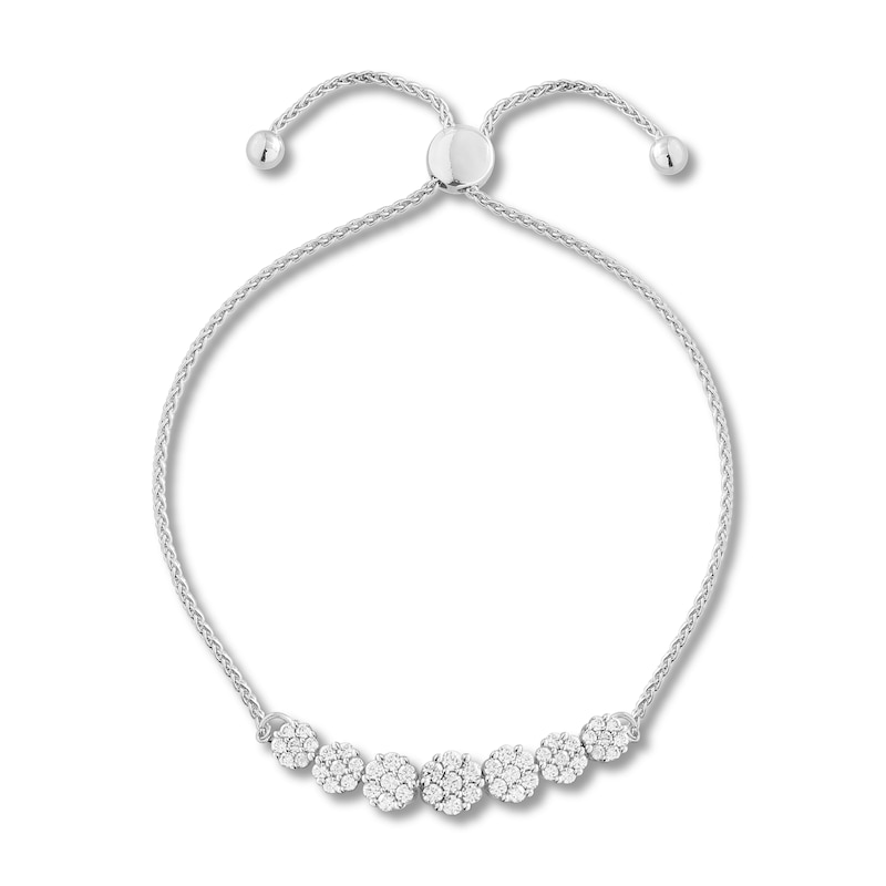 Diamond Bolo Bracelet 1 ct tw White Gold Plated 9.5"