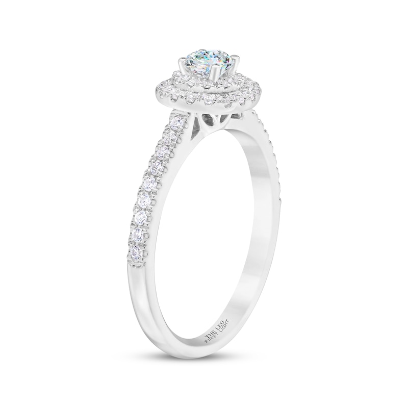 THE LEO First Light Diamond Round-Cut Engagement Ring 1/2 ct tw White Gold Plated