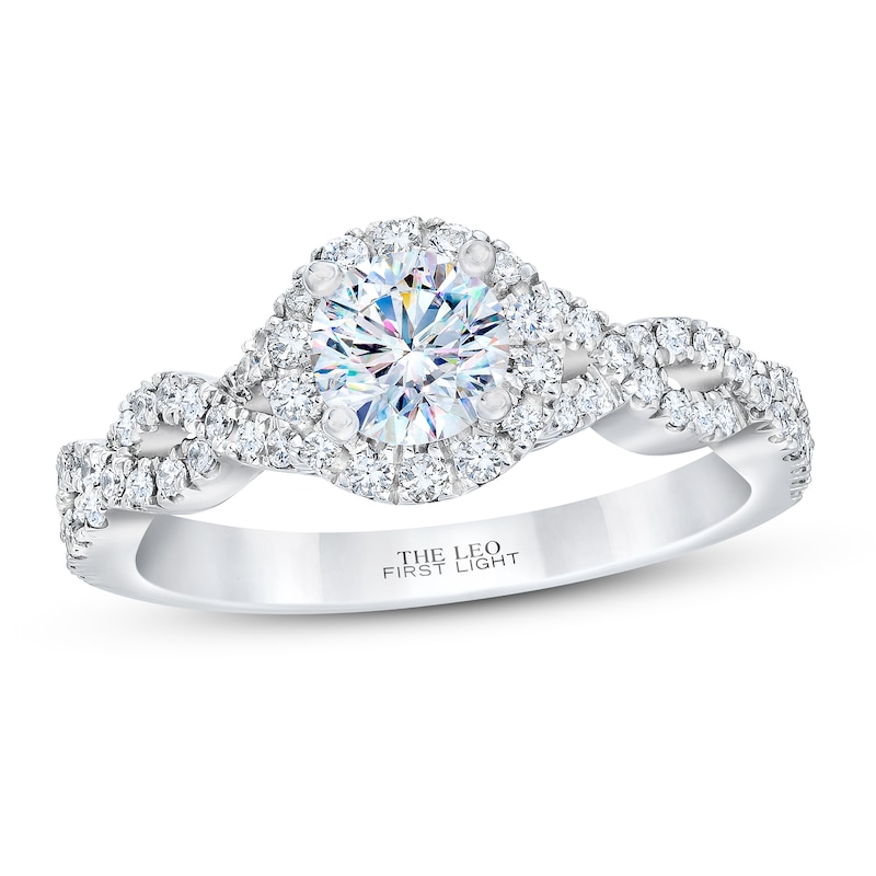 THE LEO First Light Diamond Engagement Ring 7/8 ct tw White Gold Plated
