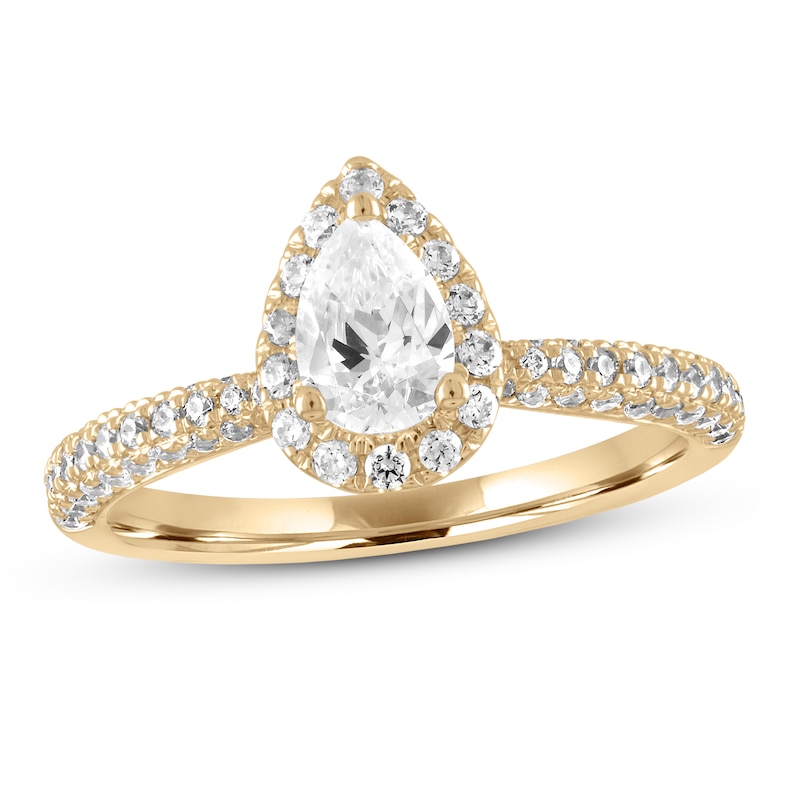 Diamond Engagement Ring 1 ct tw Pear & Round-cut Yellow Gold Plated