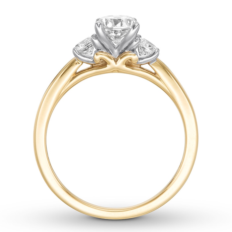 Three-Stone Diamond Ring 1-1/3 ct tw Round-cut Yellow Gold Plated