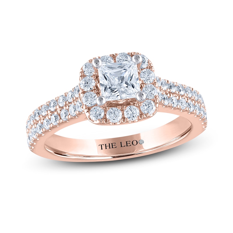 THE LEO Diamond Engagement Ring 1 ct tw Princess/Round Rose Gold Plated