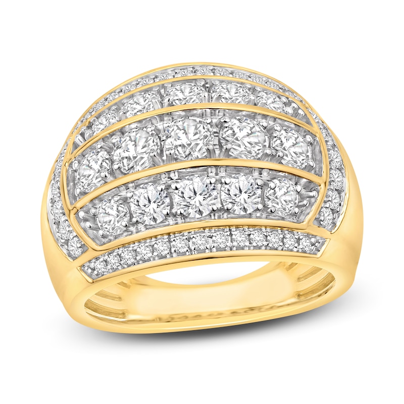 Men's Diamond Ring 3 ct tw Round-cut Yellow Gold Plated
