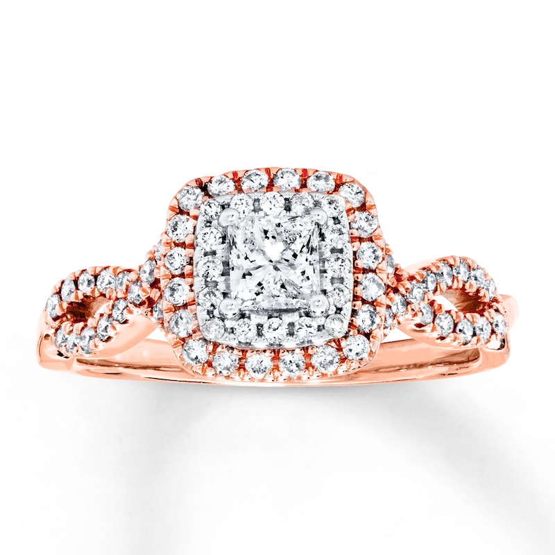 Diamond Engagement Ring 5/8 cttw Princess-cut Two-Tone Gold Plated