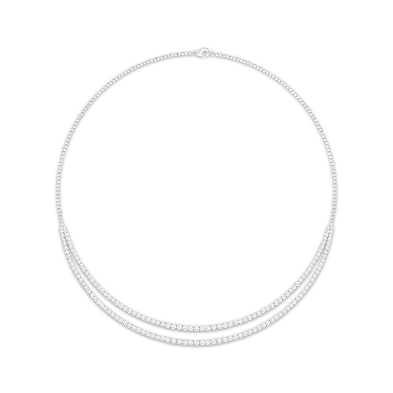 Lab-Created Diamonds by Double Strand Necklace 5 ct tw White Gold Plated 17"