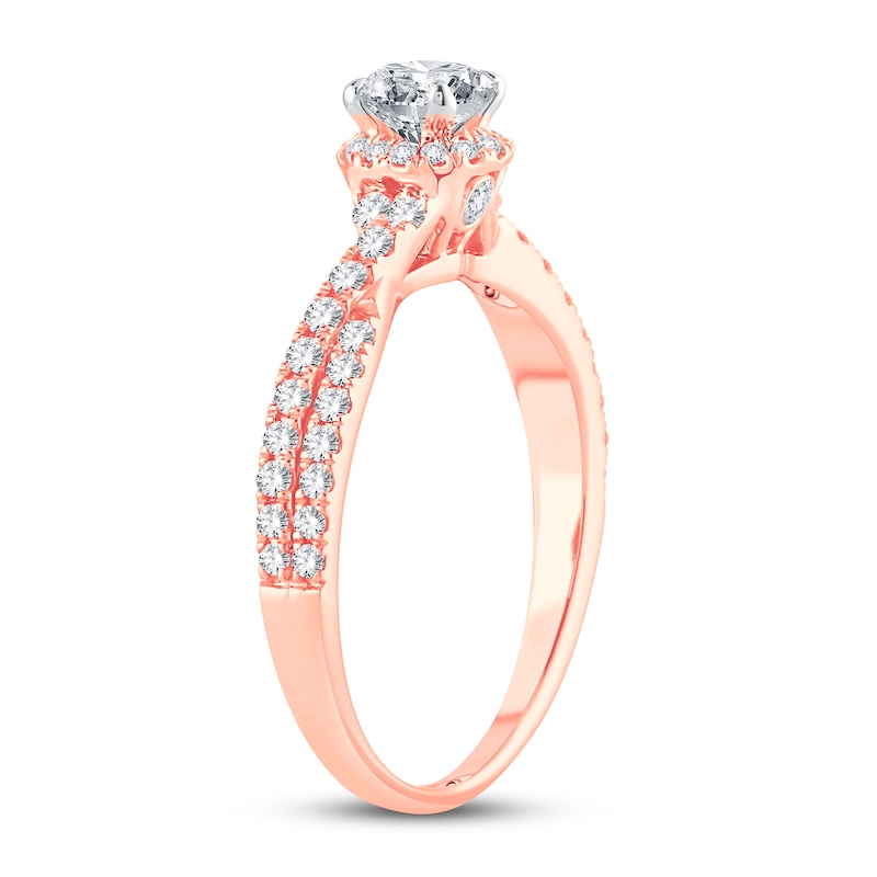 Diamond Engagement Ring 3/4 ct tw Round-cut Rose Gold Plated