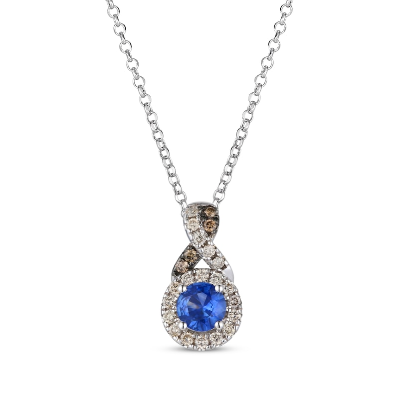 Le Vian Chocolate Twist Sapphire Necklace 1/6 ct tw Diamonds Vanilla Gold Plated 19"