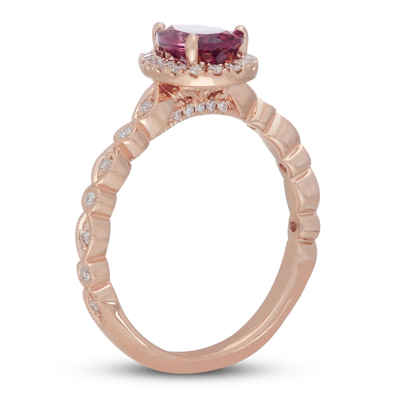 Neil Lane Garnet Engagement Ring 1/4 ct tw Pear & Round-cut Rose Gold Plated