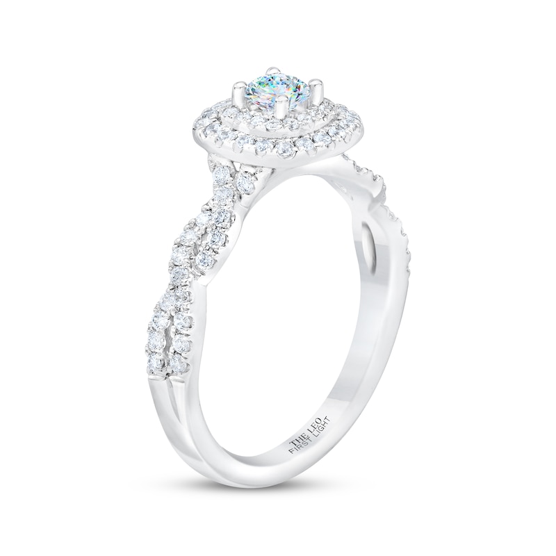 THE LEO First Light Diamond Round-Cut Engagement Ring 5/8 ct tw White Gold Plated
