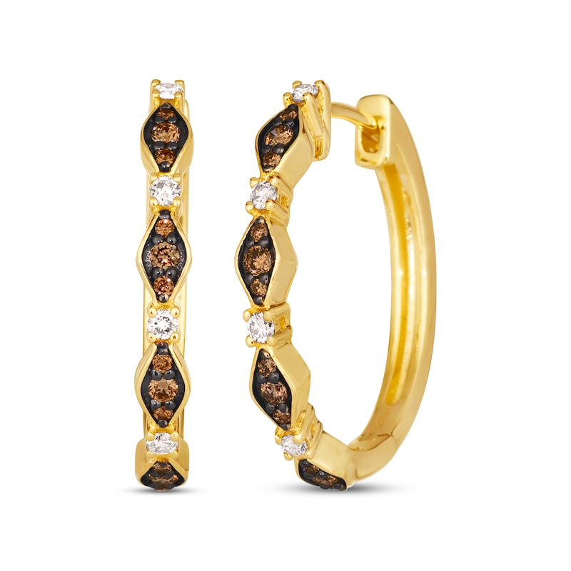 Le Vian Venetian Mosaic Diamond Hoop Earrings 1/3 ct tw Honey Gold Plated