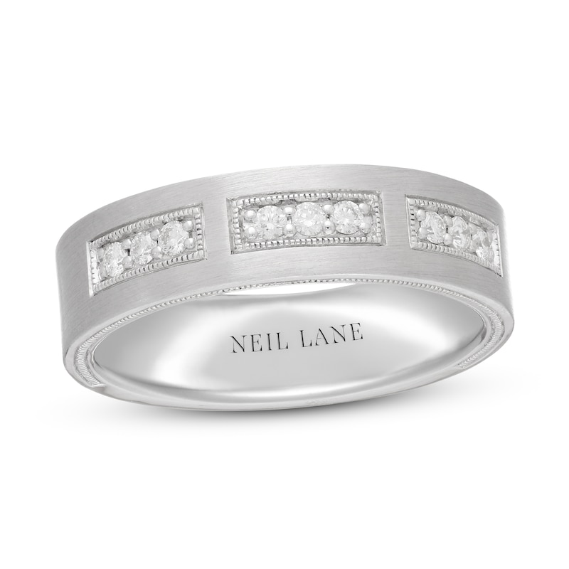 Neil Lane Men's Diamond Wedding Band 1/5 ct tw Round-cut White Gold Plated