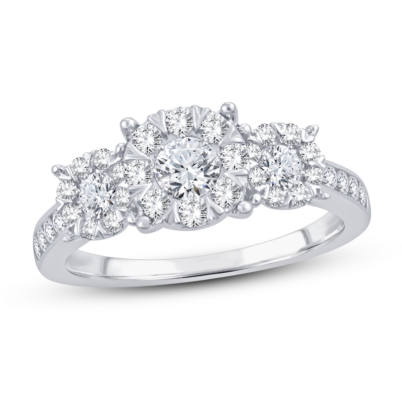 3-Stone Diamond Engagement Ring 1 ct tw Round-cut White Gold Plated