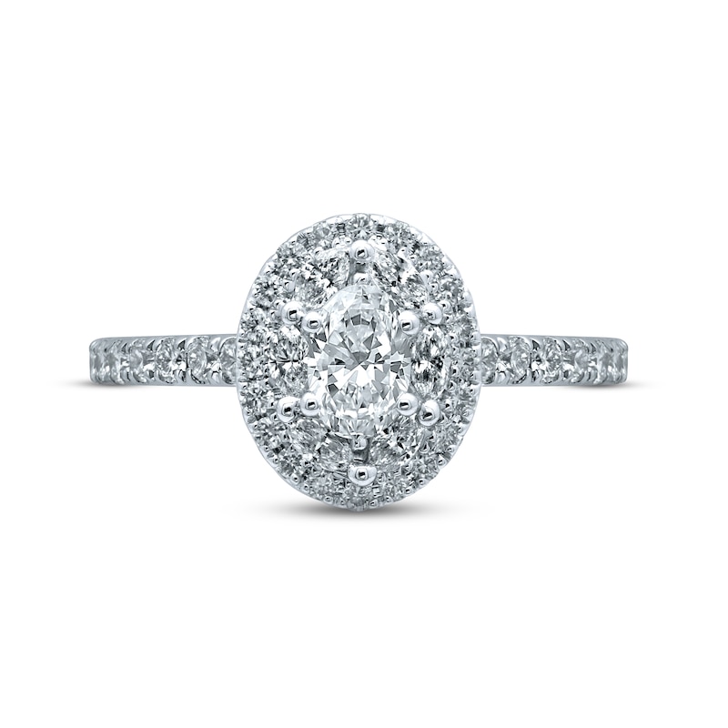 Monique Lhuillier Bliss Diamond Engagement Ring 1-1/4 ct tw Oval, Marquise & Round-cut White Gold Plated