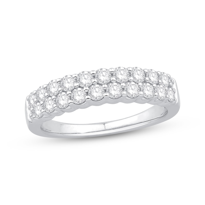 Diamond Anniversary Ring 7/8 ct tw White Gold Plated
