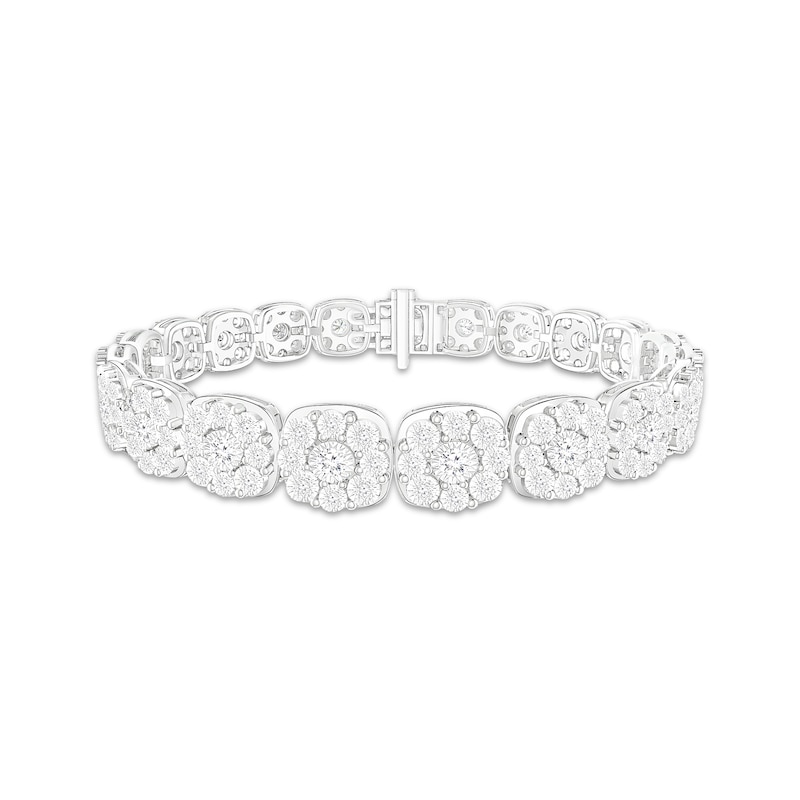 Multi-Diamond Cushion Link Bracelet 1 ct tw White Gold Plated 7.25"