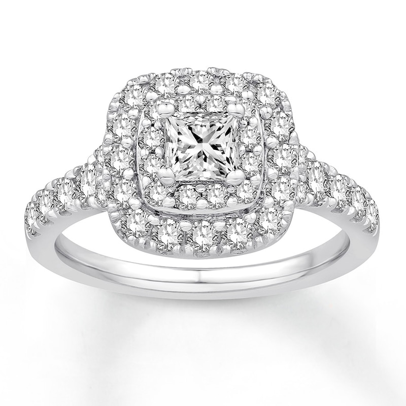 Diamond Engagement Ring 1-1/3 ct tw Princess & Round Gold Plated