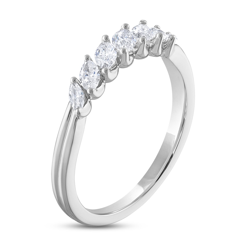 Diamond Anniversary Ring 1/2 ct tw Marquise-cut White Gold Plated