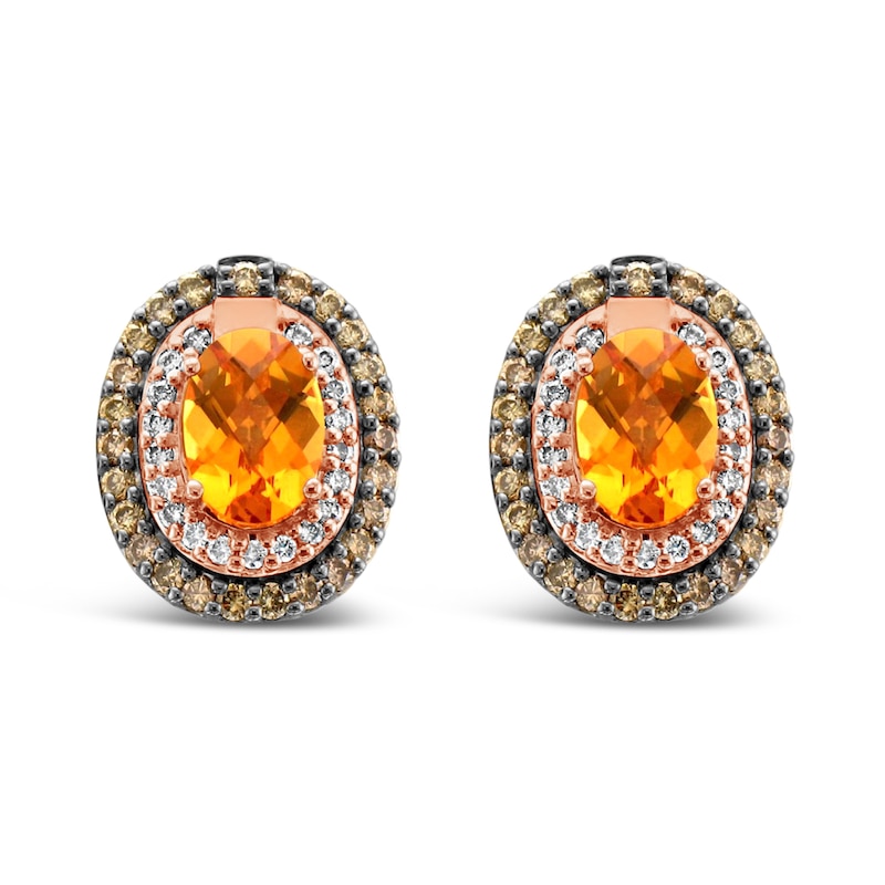 Le Vian Citrine Earrings 1/2 ct tw Diamonds Strawberry Gold Plated