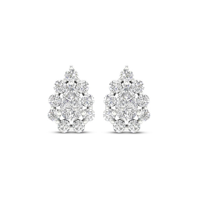 Lab-Created Diamonds by Pear-Shaped Stud Earrings 1 ct tw White Gold Plated