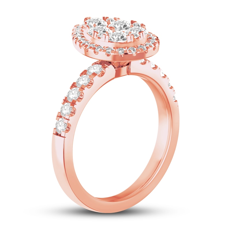 Diamond Engagement Ring 1-3/8 ct tw Round-cut Rose Gold Plated