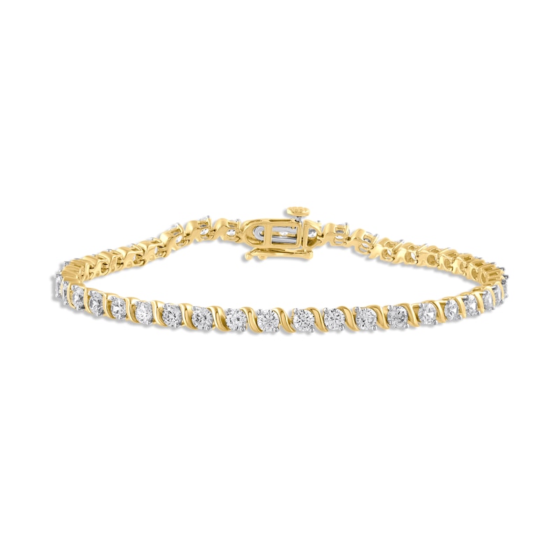 Diamond S-Link Tennis Bracelet 5 ct tw Yellow Gold Plated 7"